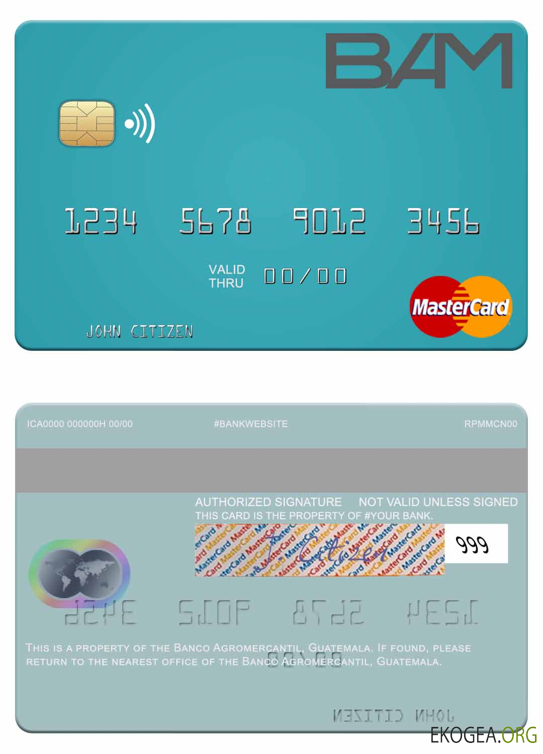 Carte Mastercard de la Banco Agromercantil du Guatemala